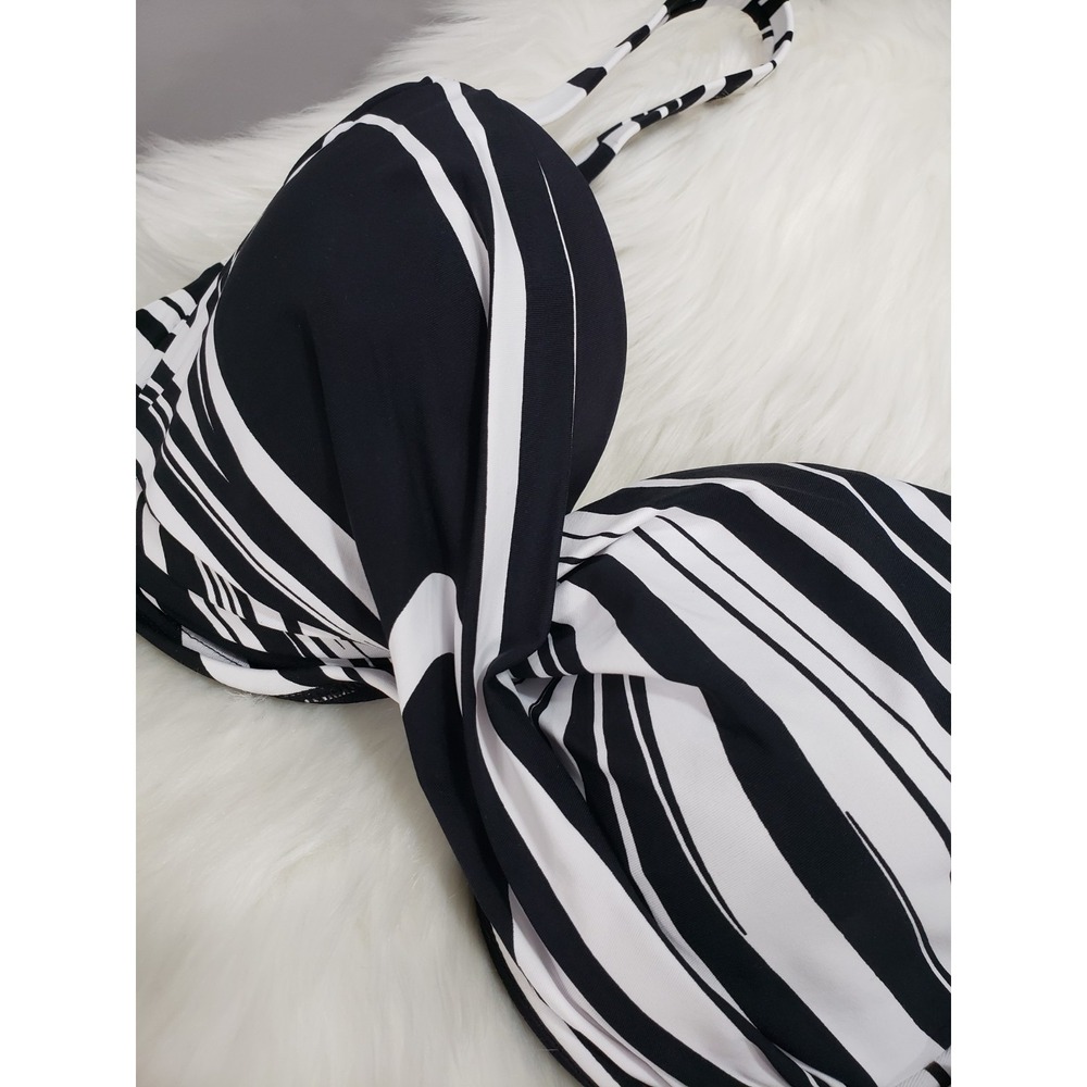 NEW SIZE 34DD Bleu by Rod Beattie Women's BLACK WHITE Bikini Top - Picture 3 of 4